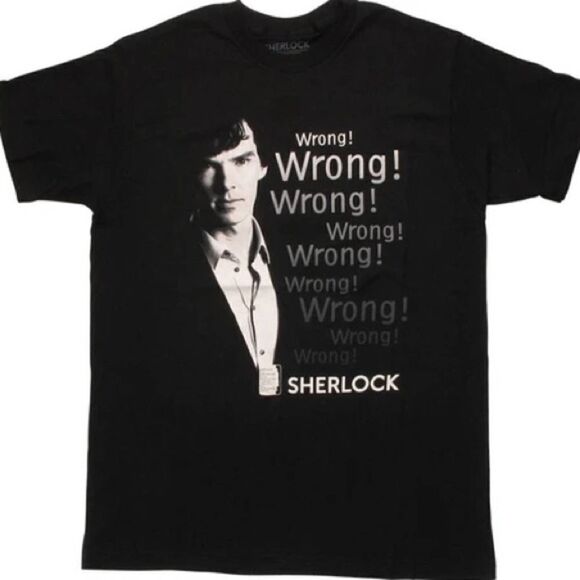 Sherlock Holmes BBC WRONG WRONG WRONG T-SHIRT - Picture 1 of 2
